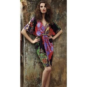 Anthropologie RANNA GILL Sabatina Dress Floral Knit Kimono Sleeve Sz Large